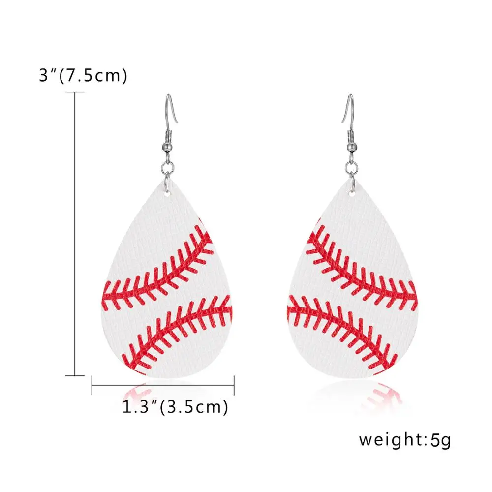 

FIMAODZ Football PU Leather Earrings For Women Basketball Baseball Design High Quality Earring Creative Gift for Sports Lovers