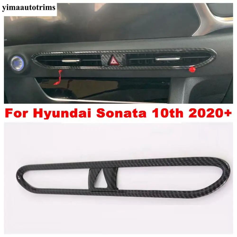 

Middle Air Conditioning AC Outlet Vent Cover For Hyundai Sonata 10th 2020 2021 2022 Carbon Fiber Style ABS Interior Refit Kit