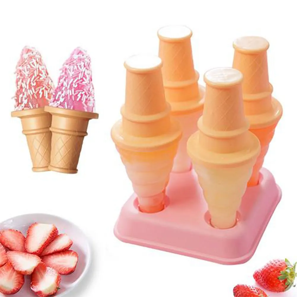 

4 Cups Ice Cream Mold Ice Cream Popsicle Jelly Mold Tray For Home Use