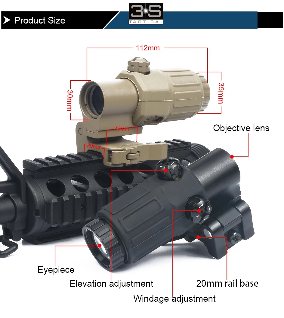 ET Style G33 3X лупа голографический Rilescope прицел красная точка рефлекторный