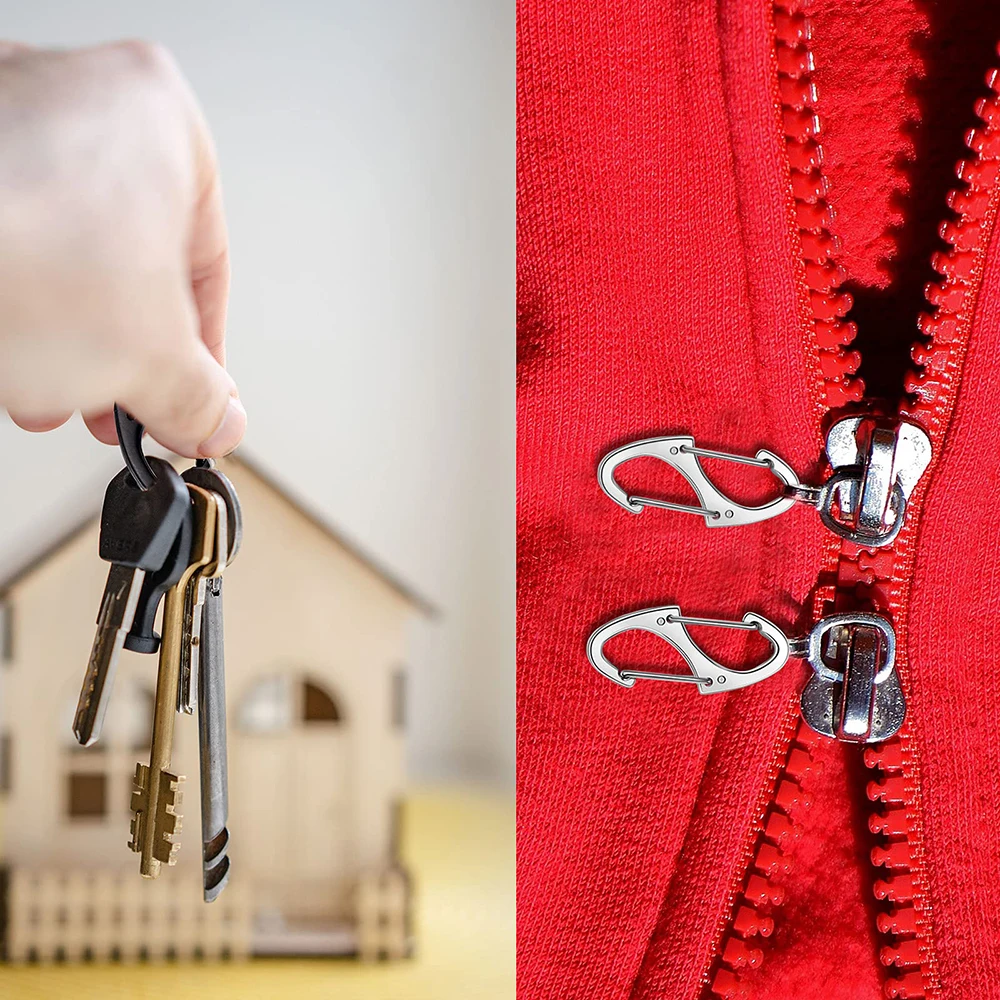 5Pcs Locking Carabiner Keychain 8 Ring Quick Release Clip Metal Buckle Tactical EDC Tools Hiking Climbing Hunting Accessories