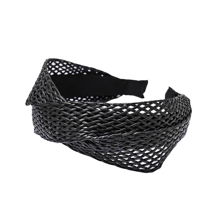 

Hand-woven Wide-brimmed Women Straw Weaving Headband Handmade Hair Hoop Head Hoop Cross Knotted Women Girls Hair Accessories