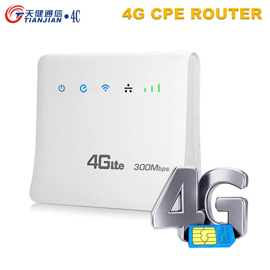 

TIANJIE D921 Unlocked WIFI 300Mbps 4G LTE FDD TDD CPE Mobile Router with WAN/LAN RJ45 Port Portable Wireless Hotspot Wi-Fi Modem