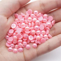 1000500pcs 2 5mm and mixed size dark pink ab glue on abs imitation half round pearls resin flatback beads for jewelry making