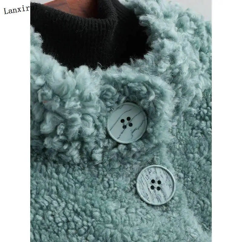 Женская Шуба из овечьей шерсти, осенне-зимняя куртка в Корейском стиле, 100%, искусственная шерсть от AliExpress RU&CIS NEW