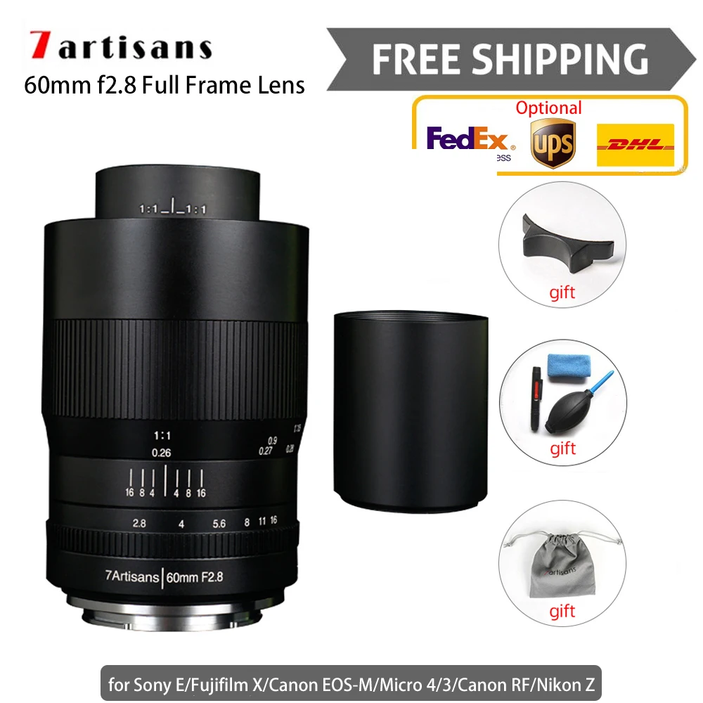 7artisans 60 мм f2.8 для мобильных телефонов с Камера Объектив Ручная фокусировка