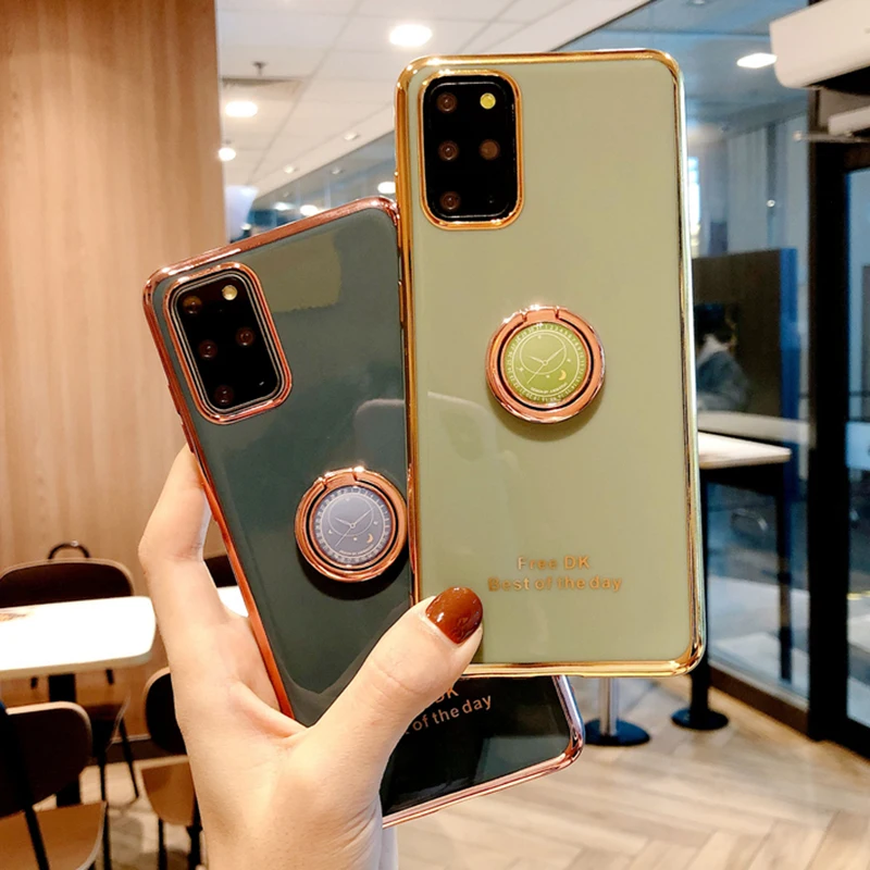 

for Samsung A51 A71 A42 5G A21S A01 11 A21 A31 41 A50 A70 A20S 30 A40 10 A90 5G Case Luxury Plating Ring Phone Holder Soft Cover