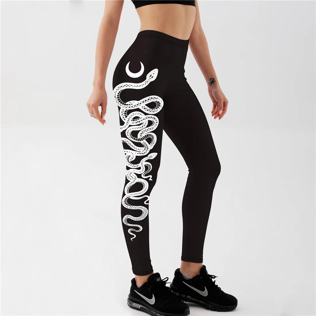 Qickitout Sexy Women's Black Leggings Print Animal Snake Push Up Fitness Legging Slim workout Legging nike leggings