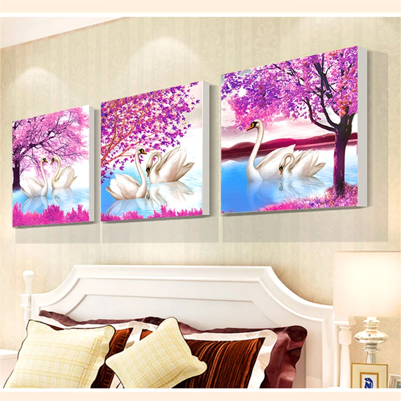 RAILONCH 5D Diamond Painting Mosaic Swan and Cherry Tree Embroidery Full Drill DIY Cross Stitch Children Home Decoration | Дом и сад