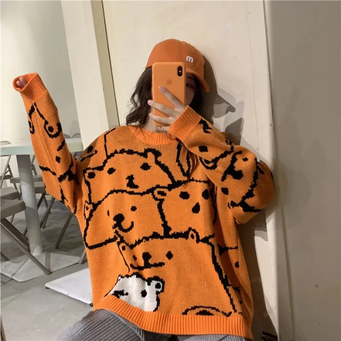 Autumn Women Sweaters 2019 Casual Streetwear Harajuku O-neck Full Sleeve Knitted Jumpers Korean Chic Ins Female Warm Pullovers | Женская