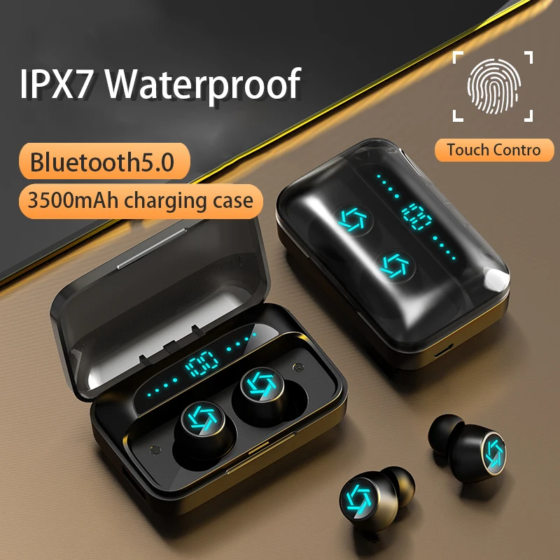 Новинка 2020 беспроводные наушники TWS с зарядным футляром на 3500 мА · ч Bluetooth 5 0 9D HIFI