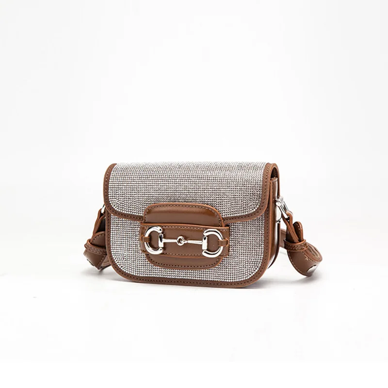 

Saddle bag Rhinestone 2021 women's new fashion texture handbag foreign style chain Single Shoulder Messenger Bag Wallet