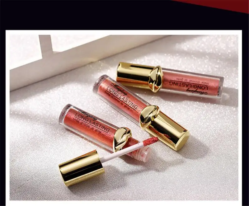 

HOT 12 Colors Lip Gloss Moisturizing Non-stick Cup Matte Show White Easy To Color Glitter Shimmer Lipstick Makeup TSLM1