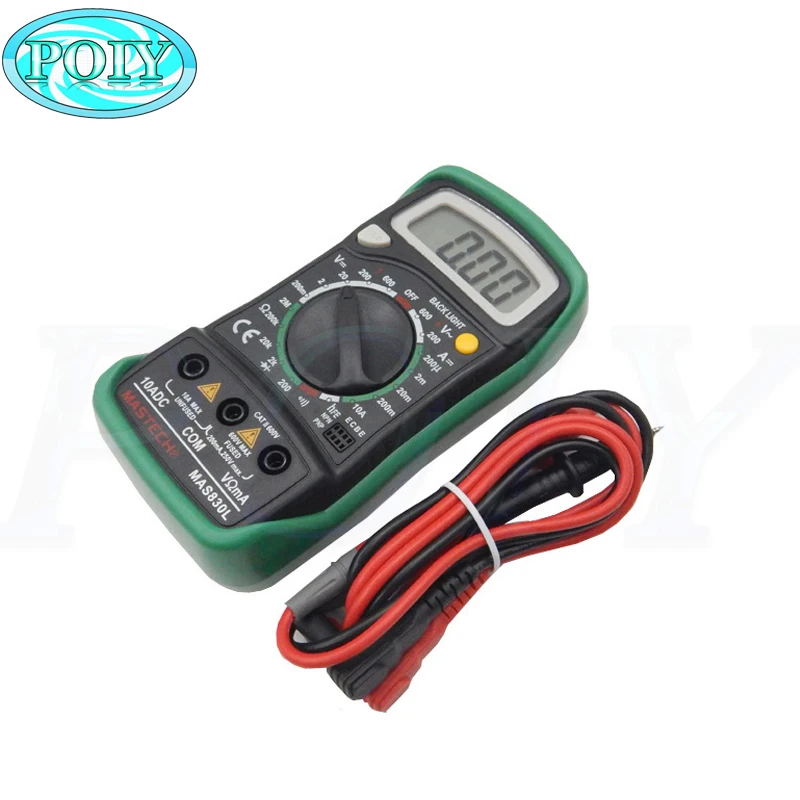 MASTECH MAS830L Мини Ручной ЖК-дисплей Цифровой мультиметр DC ток тест er подсветка удержания данных диод непрерывности hFE Тест