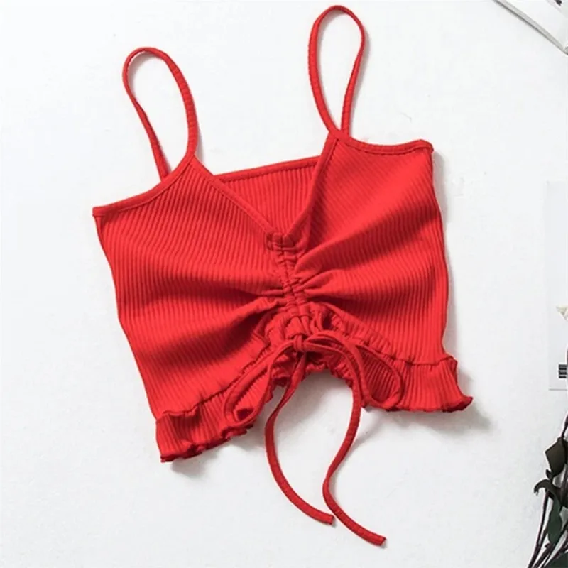 2020 Сексуальная майка с V-образным вырезом и завязкой спереди яркие цвета уличная