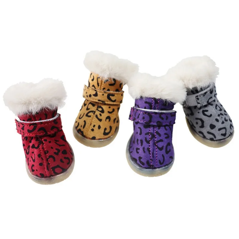 

A 4pcs Waterproof Pet Dog Shoes Winter Anti-slip Rain Snow Boots Footwear Thick Warm For Small Cats Dogs Puppy Socks Booties