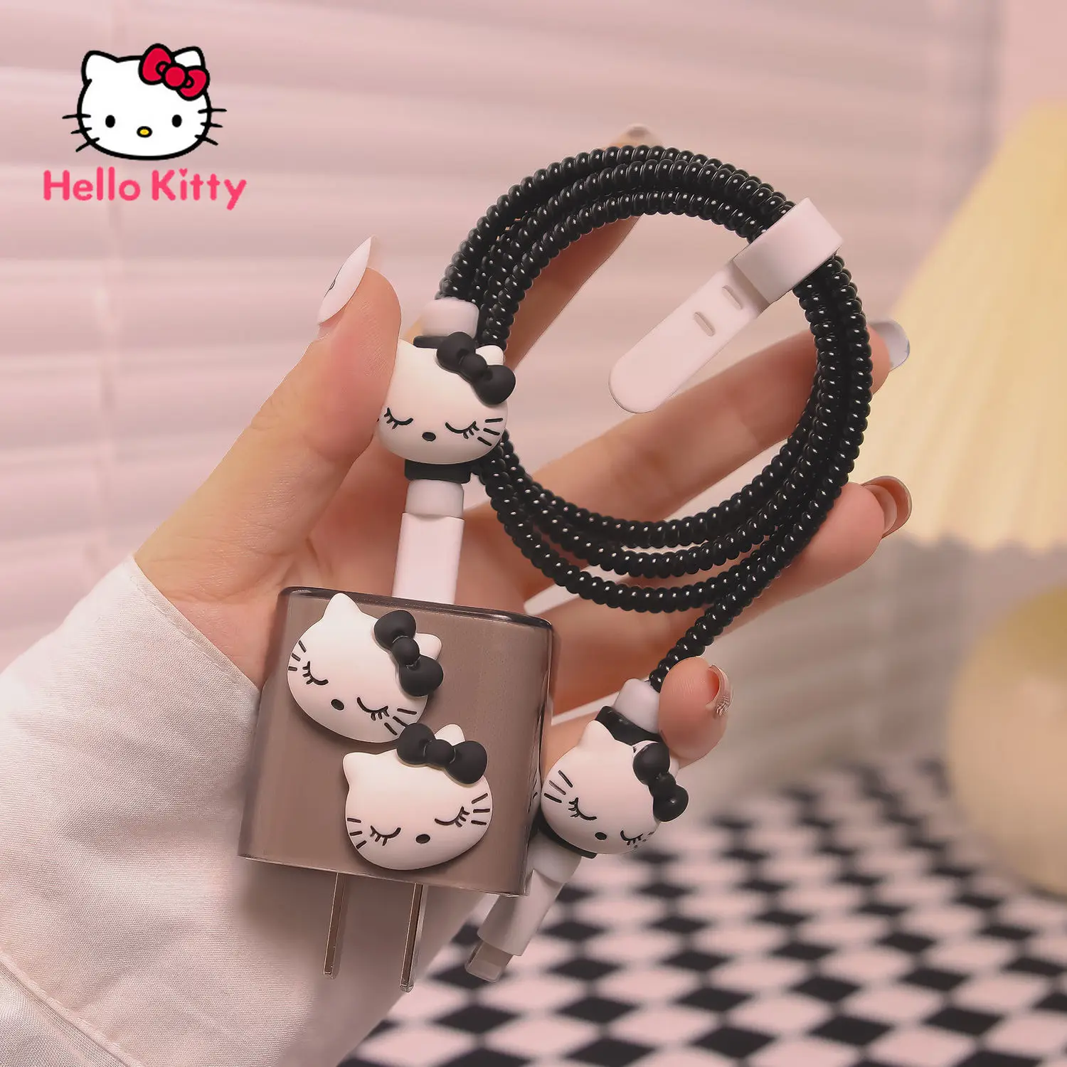 

Hello Kitty cute cartoon mobile phone data cable protective cover charger head suitable for iphone 11 12 13 charging cable