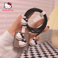hello kitty cute cartoon mobile phone data cable protective cover charger head suitable for iphone 11 12 13 charging cable