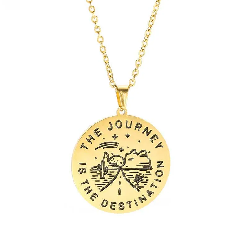 

The Journey Word Desert Cactus Skull Tauren Road Creative Painting Pendant Sweater Chain Amulet Transfer Seal Necklace Hangtag