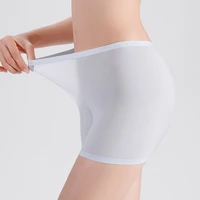 women ice silk safety pant seamless brief womans ultra thin underwear higt waist short female sexy knicker long leg underpant