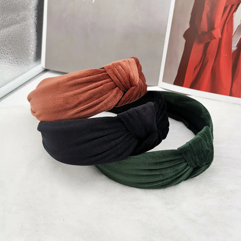 Аксессуары для волос женская бархатная широкая боковая повязка на голову со