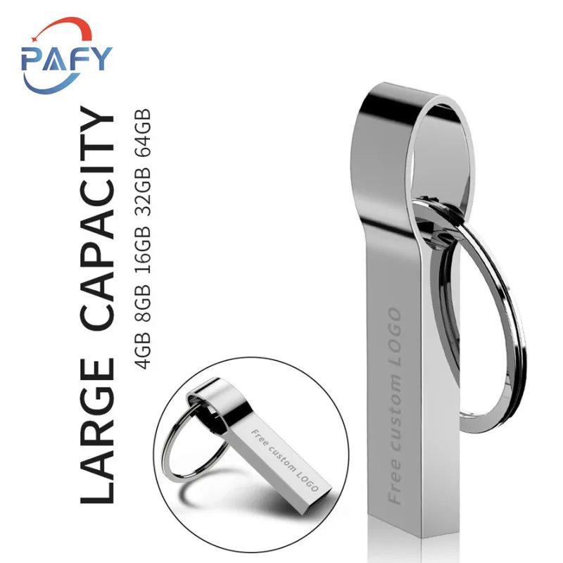 

XAPY USB 2.0 usb flash drive Metal 128GB keychain pendrive 32GB 4GB 8GB 16GB 64GB high quality silver usb flash Free Custom Logo