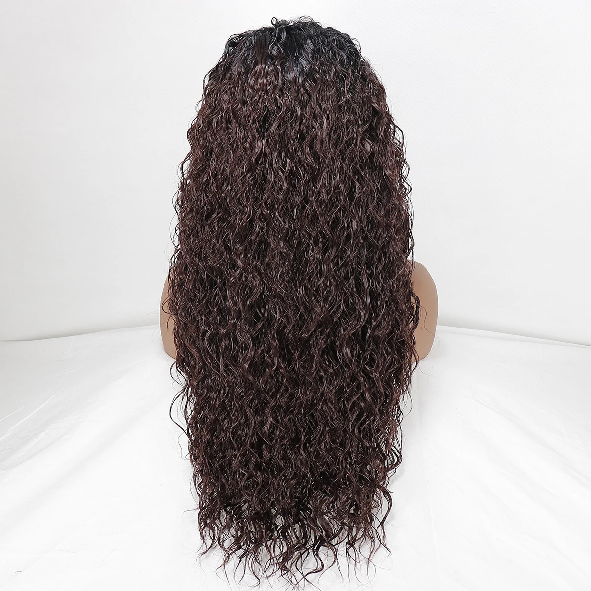 

Dark Auburn Ombre Curly Glueless Synthetic Hair Copper Red Lace Front Wigs Honey Blonde High Temperature Fiber Free Part Daily