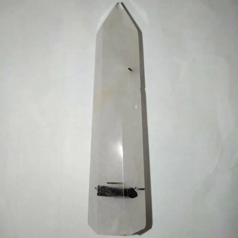 

1pc 73-75mm Natural Rare Wand Black Tourmaline Hairstone Crystal Quartz Point for Gifts
