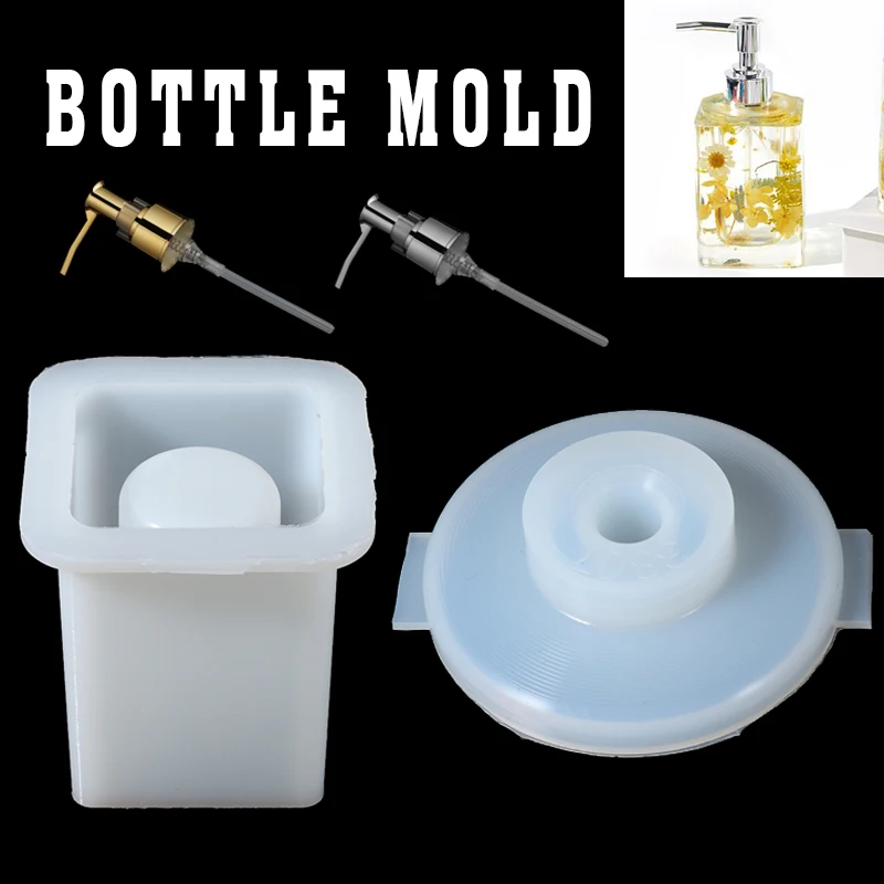 

DIY Silicone Soap Bottle Mold Set Resin Epoxy Handmade Essential Oil Dispenser Casting Mould W/2PCS Pump Head DIY Craft Tool