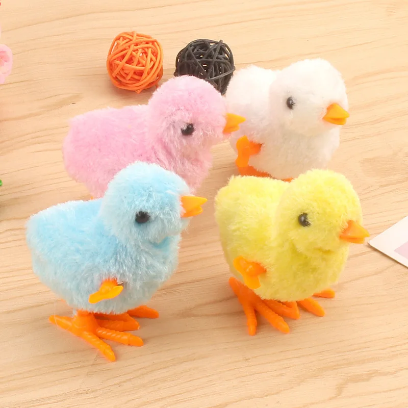 

1 Pc Random Color Cat Toy Wind Up Plush Chicken Chain