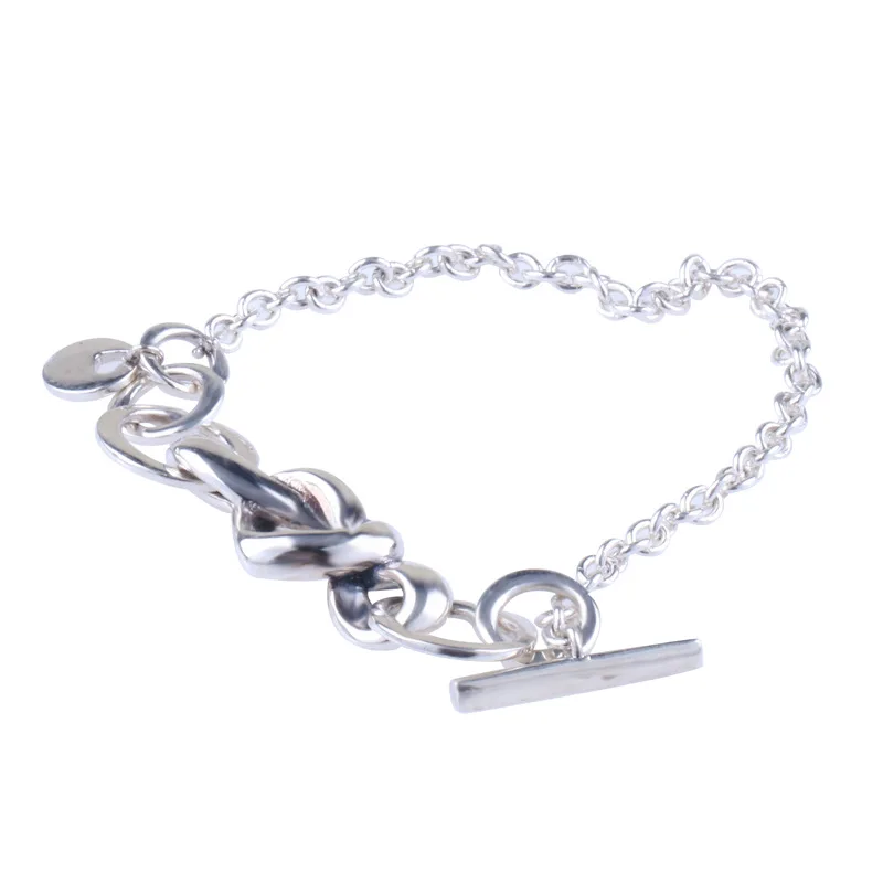 

Hot Authentic 100% S925 Sterling Silver Heart Interweaving And Knotting Bracelet for Women Authentic Charm Jewelry Pulseira Gift