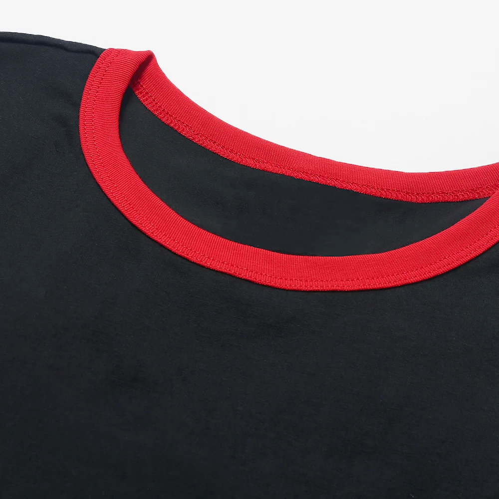 PatPat Trendy Short-sleeve Matching Pajamas in Black Round Collar Elastic Waistband Stripes Design Summer Cotton Baby | Мать и ребенок