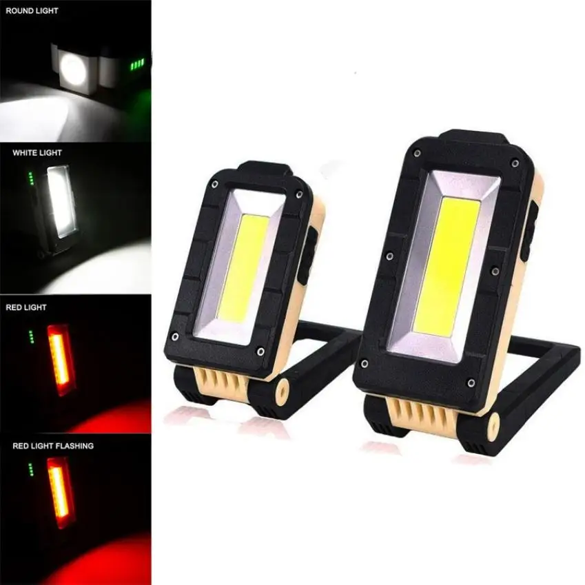 

New LED work light 4 lighting modes COB foldable red inspection light portable searchlight