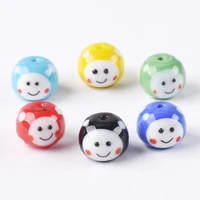 1pcs 14x11mm round smile face dots handmade lampwork glass loose beads for jewelry making diy crafts findings