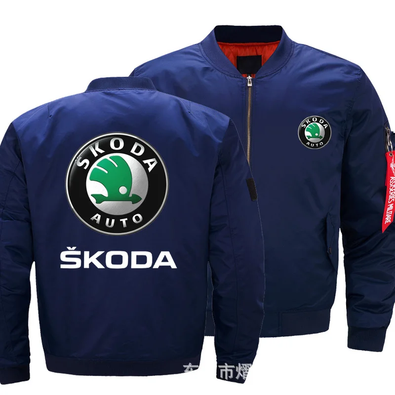 

2021 NEW Mens SKODA Fly Pilot jacket Warm Car Logo Print Sweatshirt Hip Hop Male Clothing jacket h88
