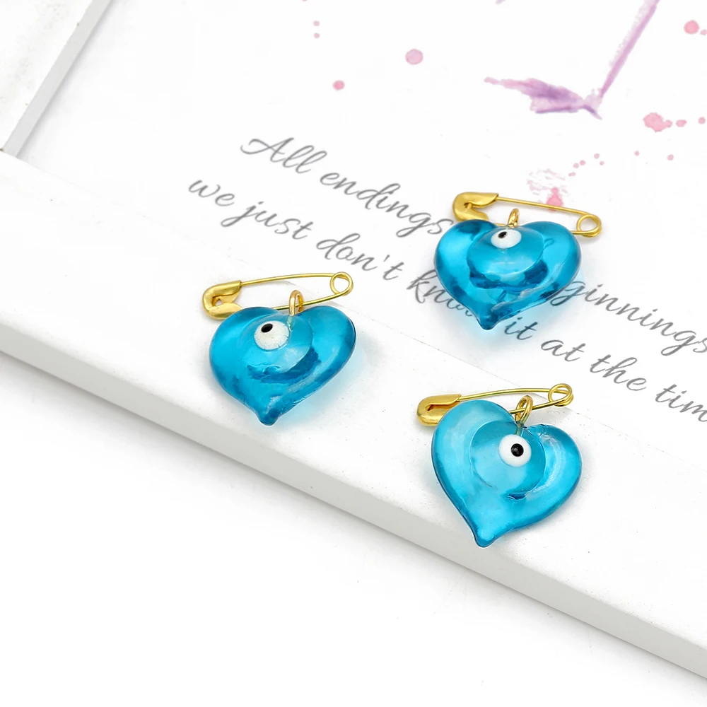 5 шт./лот подвеска в виде турецкого синего сердца и сглаза брошь булавка для броши