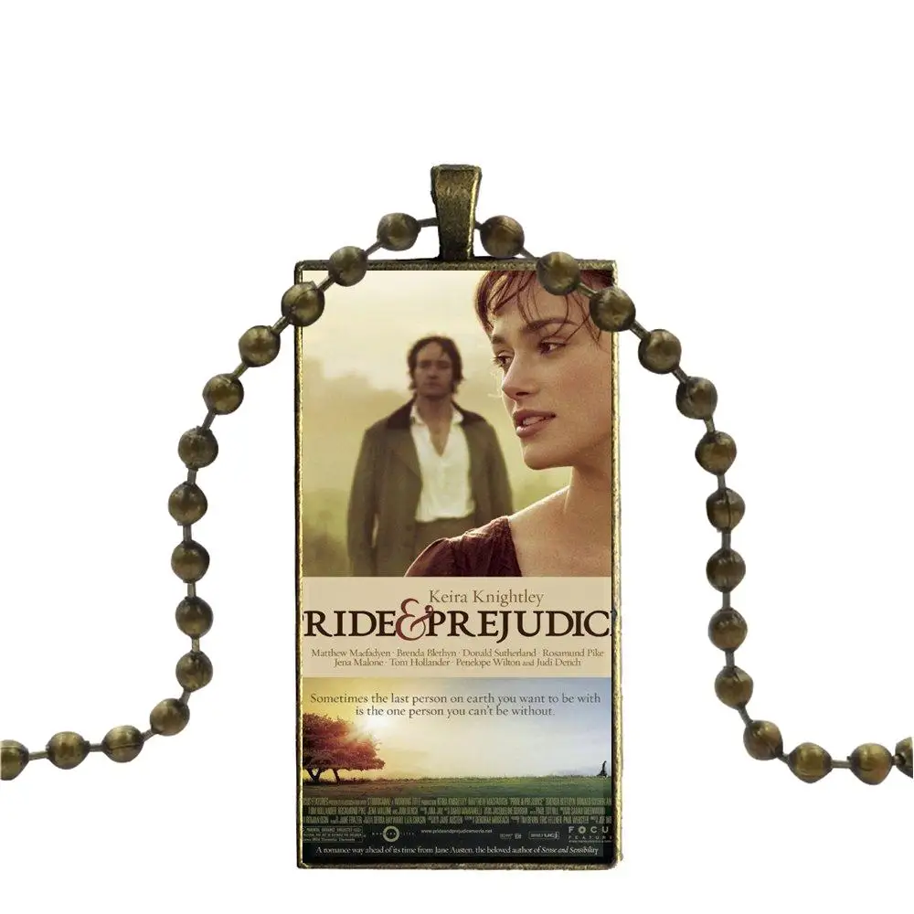 Fashion Glass Cabochon Pendant Rectangle Necklace Choker Jewelry For Girls Wholesale Pride And Prejudice Jane Austen | Украшения и