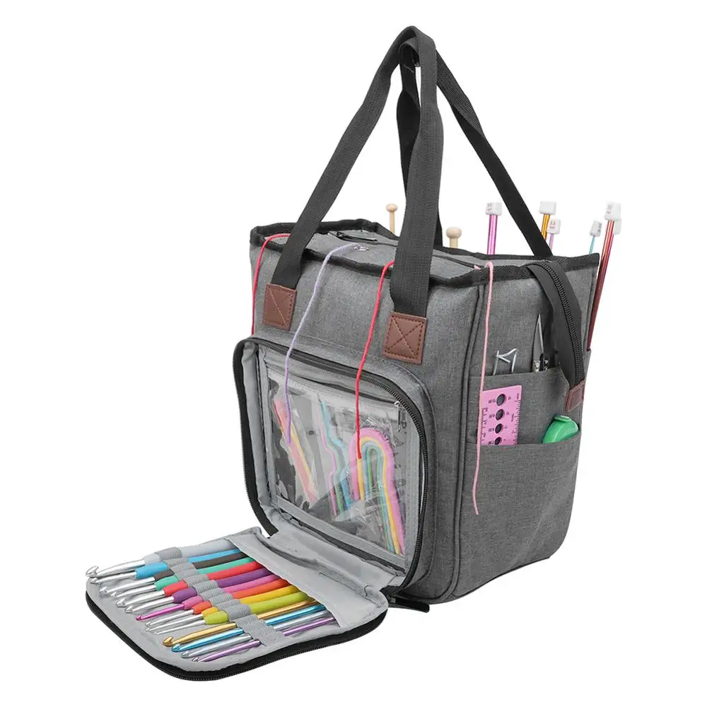 

Knitting Yarn Bags Classic Practical Multi-functional Durable Crochet Hooks Needles Sewing Kits Storage Case Organizer