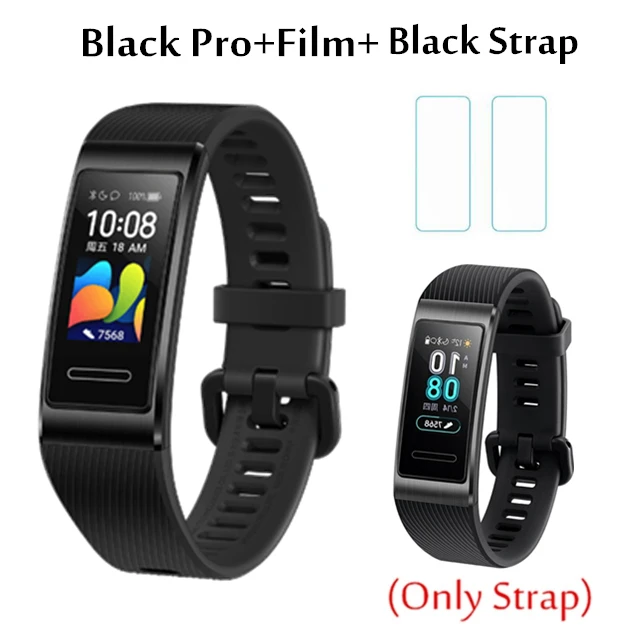 B add black strap Умный Браслет huawei Band 4 Pro, инновационные часы, лица, автономный gps, проактивный мониторинг здоровья, SpO2, кислород крови - Цвет: B add black strap