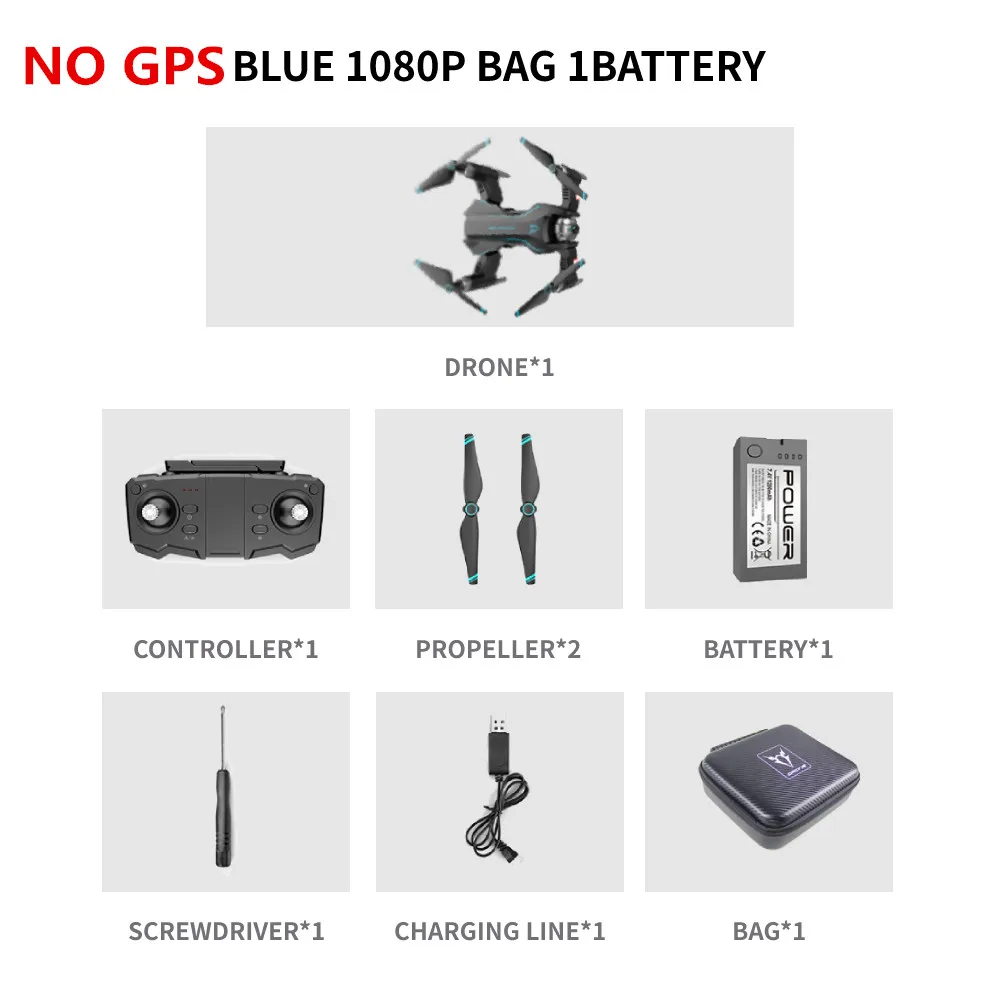 NO GPS BLUE1080P BAG S20 gps Дрон с 4K HD двойной X50 зум Камера оптический поток жестов фото RC вертолет Профессиональный Дрон Квадрокоптер VS SG907 E58 - Цвет: NO GPS BLUE1080P BAG