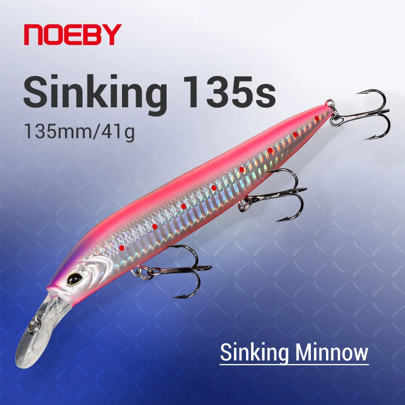 

NOEBY Sinking Minnow Fishing Lures 135mm 41g Long Casting Wobblers Hard Bait Jerkbait Heavy Minnow for Sea Bass Fishing Tackle