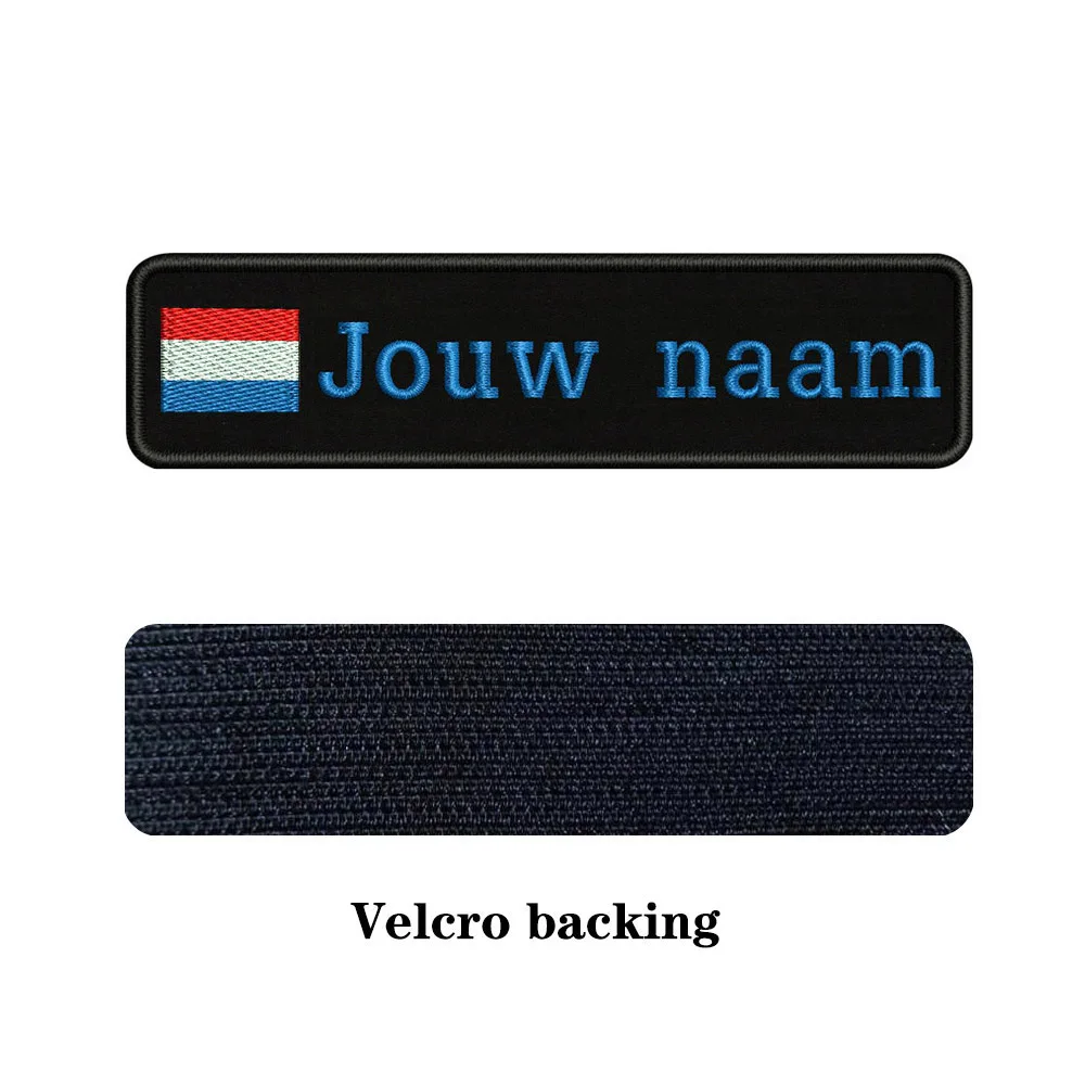 blue-Velcro Заказная вышивка, голландское имя флага или заплатка с текстом 10 см* 2,5 см значок, железная или липучка Подложка для одежды, штанов, рюкзаков, шапок - Цвет: blue-Velcro
