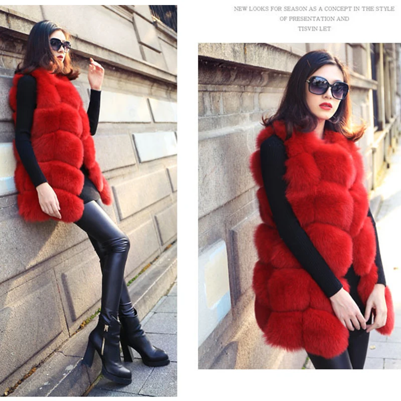 Новинка зимы 2021 плотный Теплый Женский жилет из искусственного лисьего меха