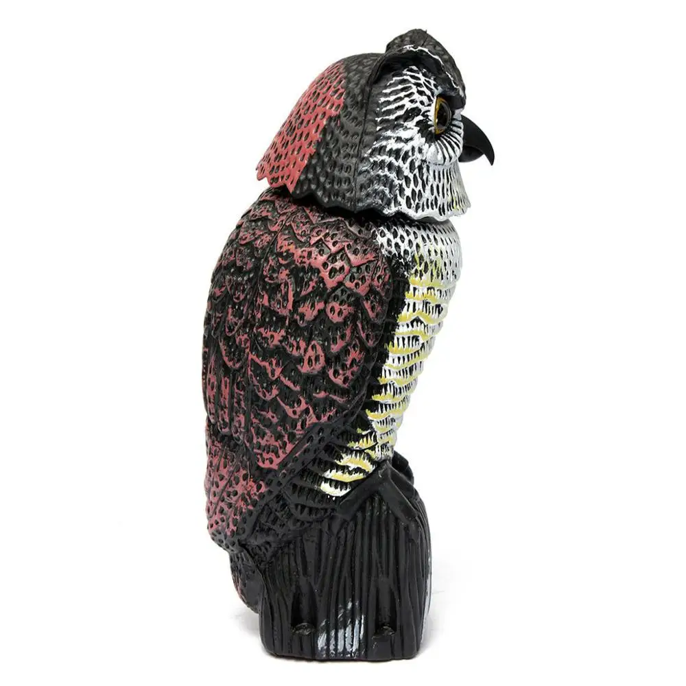 Outdoor Hunting Realistic Bird Scarer Rotating Head Owl Decoy Protection Repellent Pest Control Scarecrow Garden Yard Decor | Дом и сад