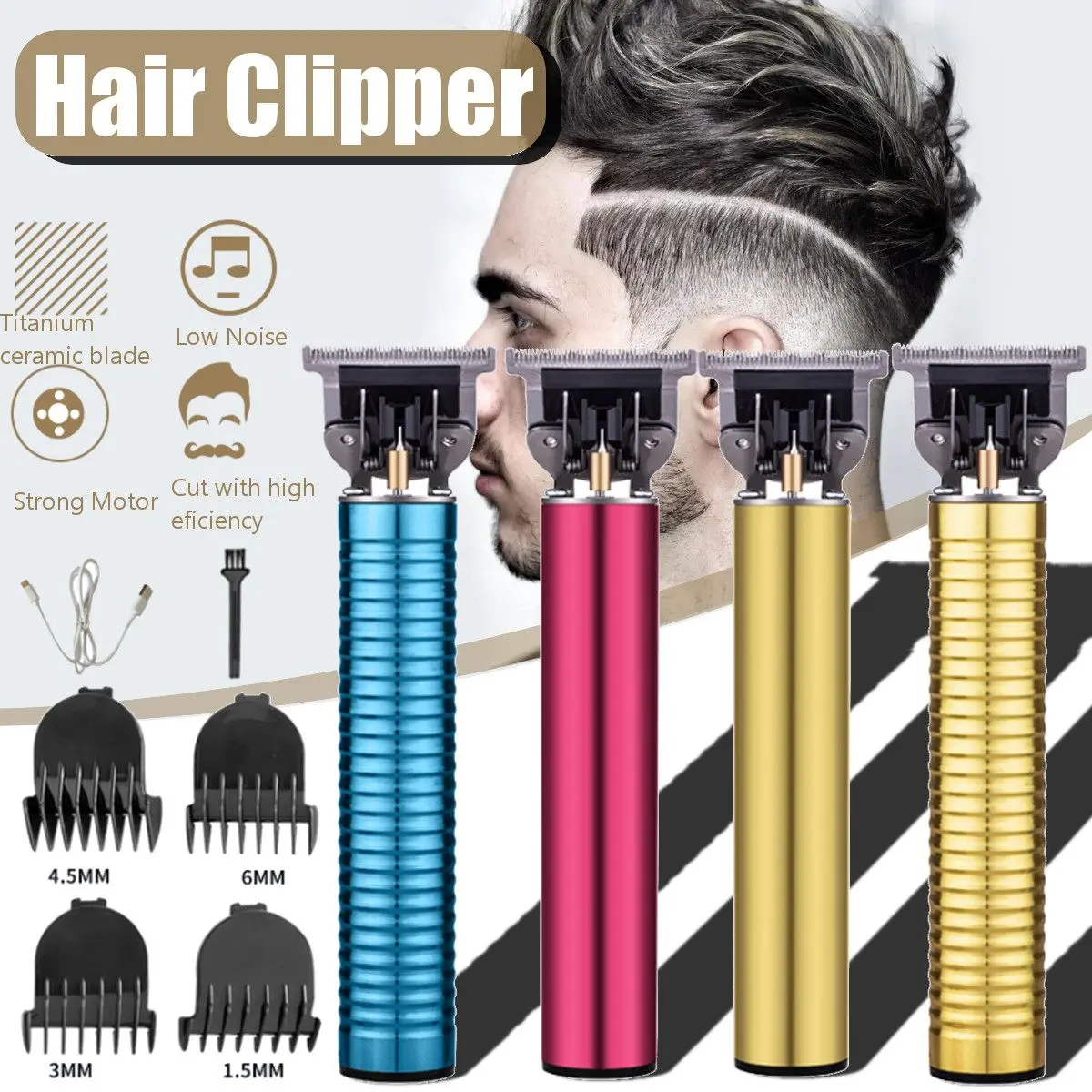 

8in1 Hair Trimmer T-Outliner Skeleton Heavy Hitter Cordless Trimmer Men 0mm Baldheaded Hair Clipper Finish Hair Cutting Machine