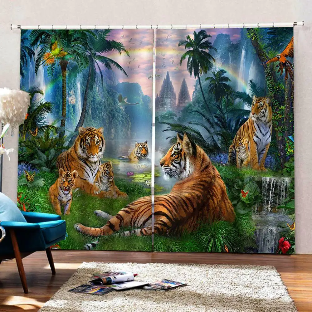 Шторы блэкаут 3D с животными природный пейзаж под заказ для гостиной спальни