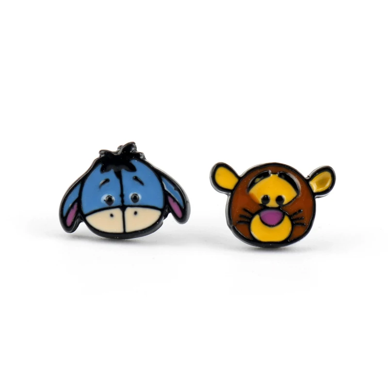 Tigger Eeyore Аниме мультфильм Алиса в стране чудес Чеширский кот Русалочка серьги гвоздики милые Леон Матильда эмалированные Серьги для женщин и детей - Окраска металла: Tigger Eeyore