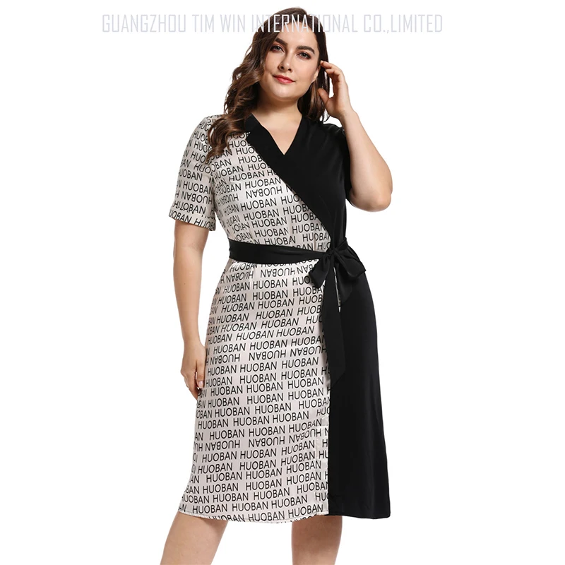 Женское Ассиметричное платье-миди большого размера плюс асимметричное