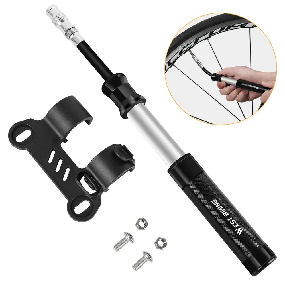WEST BIKING Mini Bike Pump Aluminum Alloy Bicycle Air Ball Tire Inflator AV/FV Nozzle MTB Mountain Cycling Hand | Спорт и