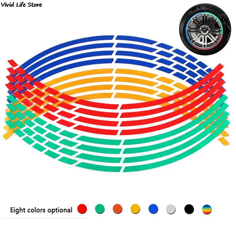 

16 Strips Wheel Sticker Reflective Rim Stripe Tape Bike Motorcycle Stickers Accessory